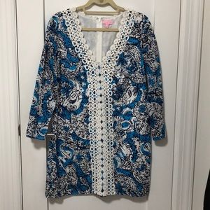 Lilly Pulitzer Long Slv Embroidered Shift Dress. M